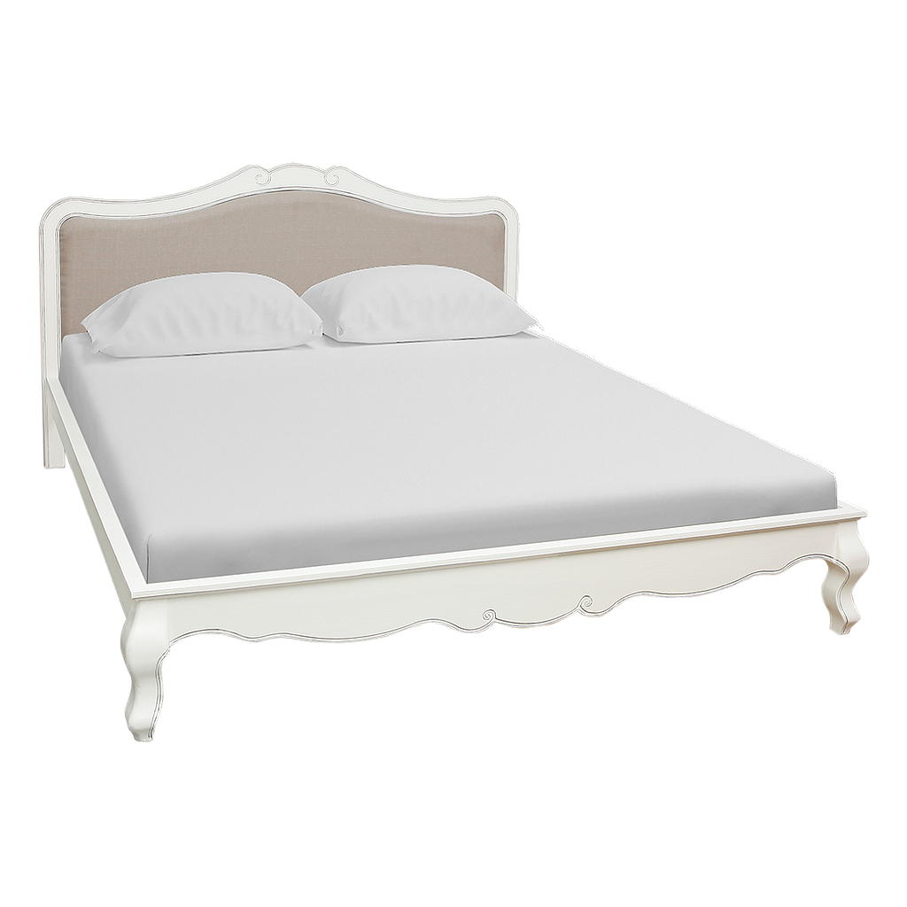 FLORIE - King size bed 180x200 - Brocante white and Light grey