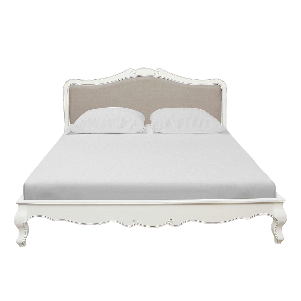 FLORIE - King size bed 180x200 - Brocante white and Light grey