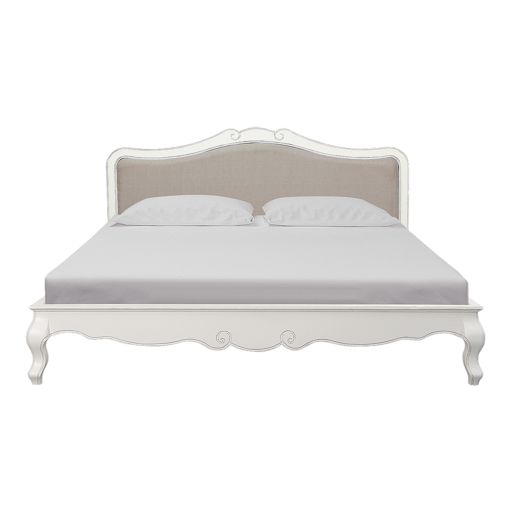 FLORIE - King size bed 180x200 - Brocante white and Light grey