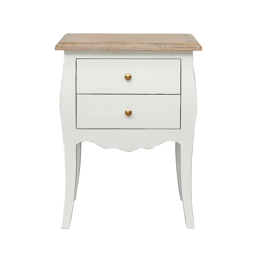 FLORIE - Bedside table H65 - Brocante white and Toffee
