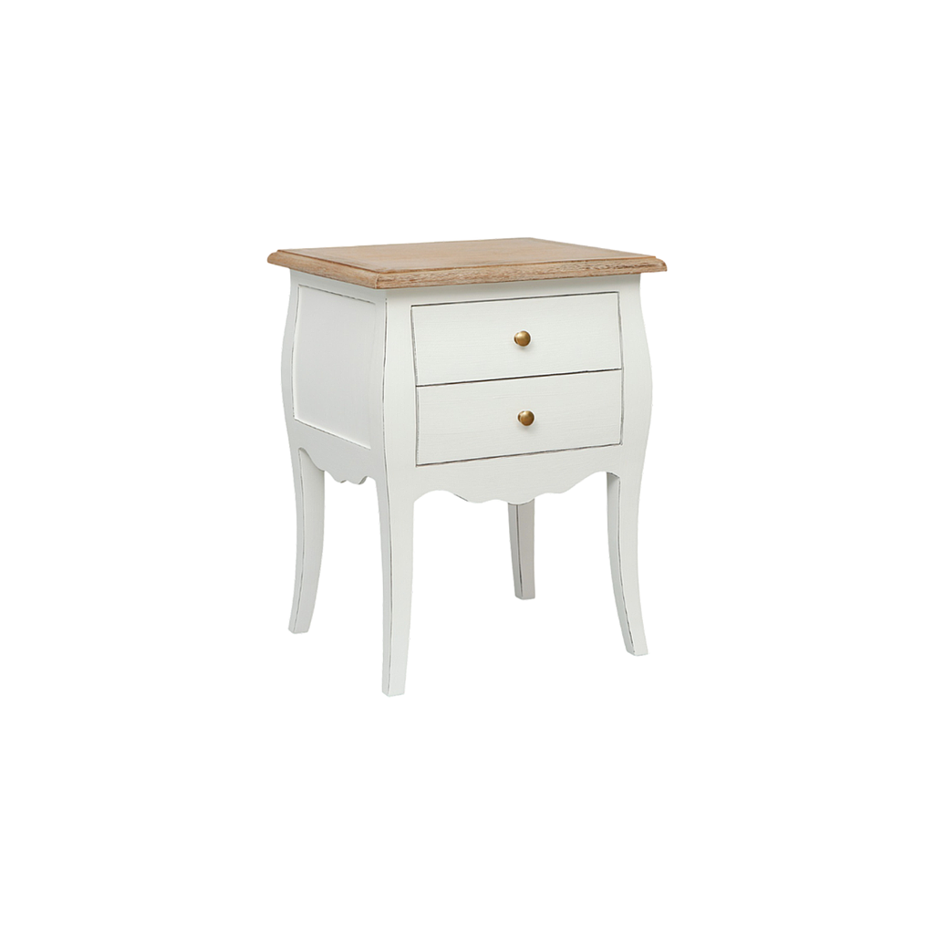 FLORIE - Bedside table H65 - Brocante white and Toffee