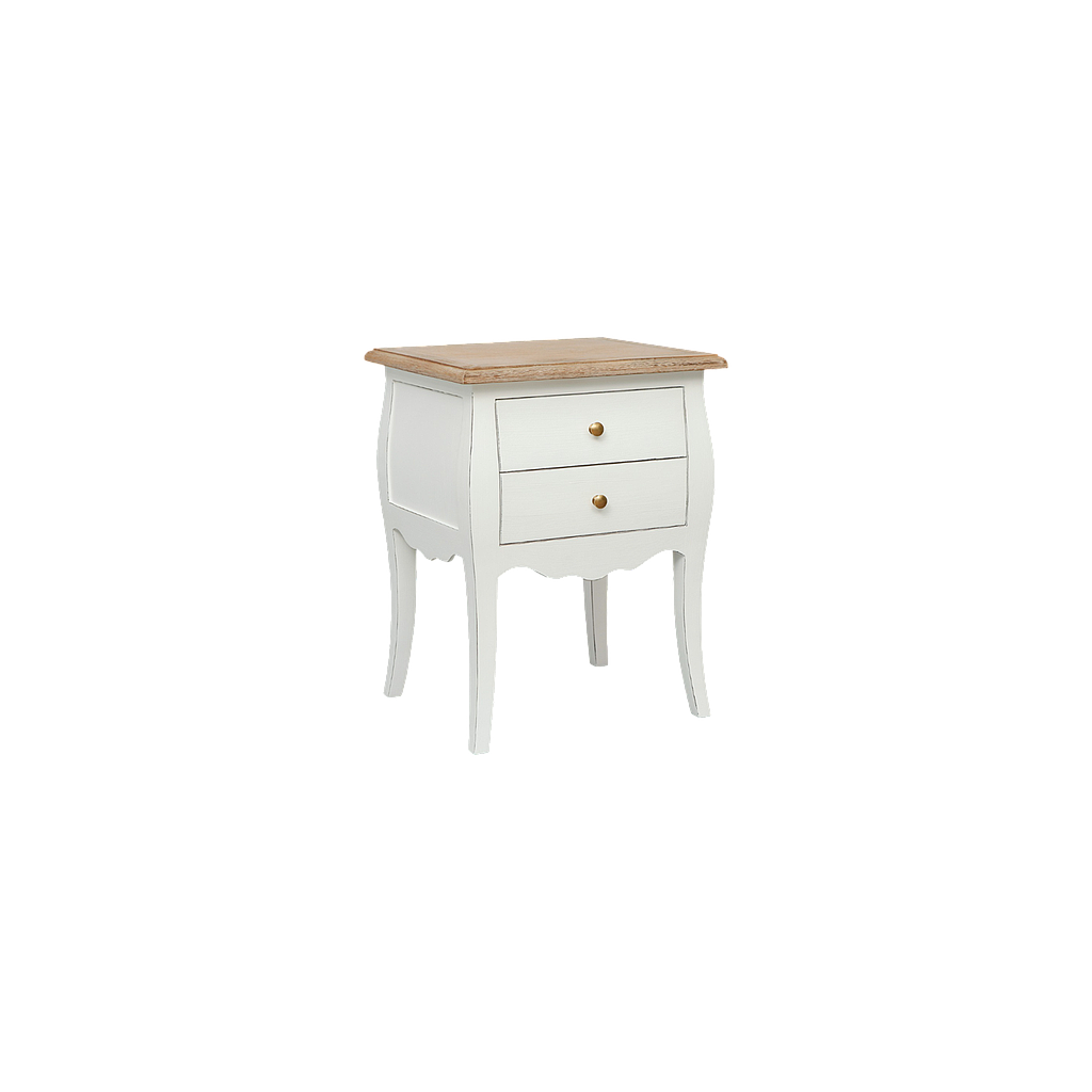 FLORIE - Bedside table H65 - Brocante white and Toffee