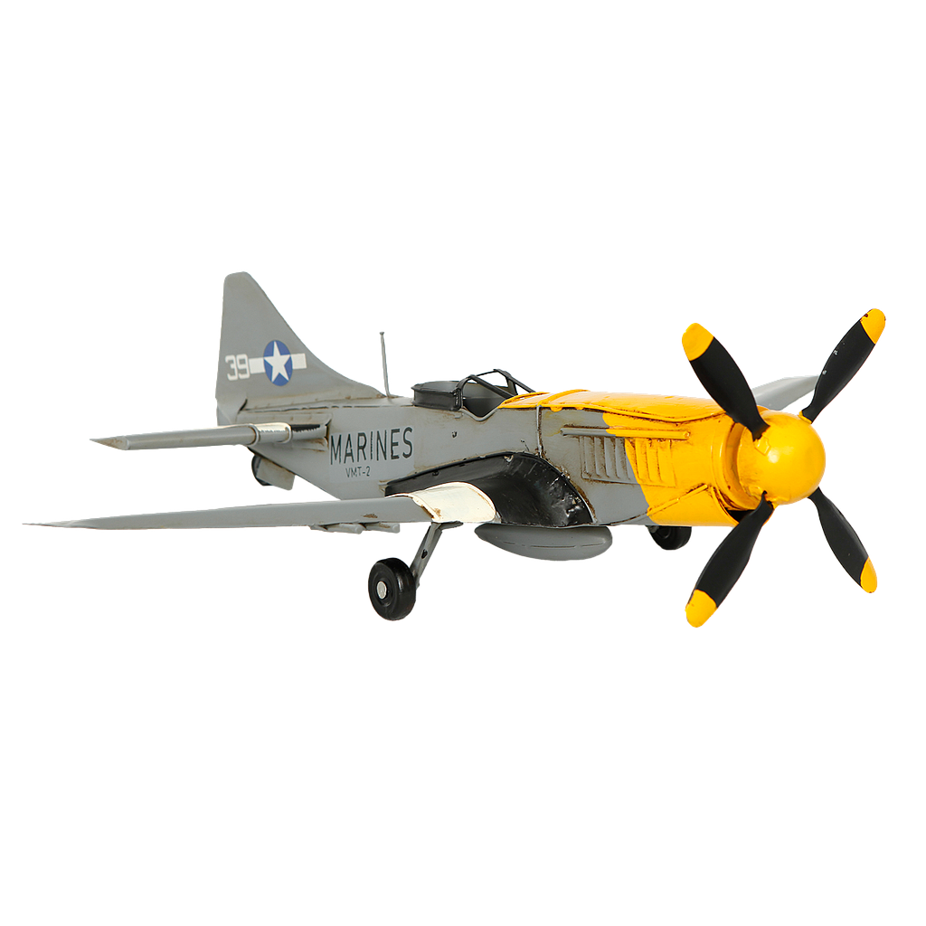 BIPLAN - Fighter Plane Model 38x15 - Grey and yellow