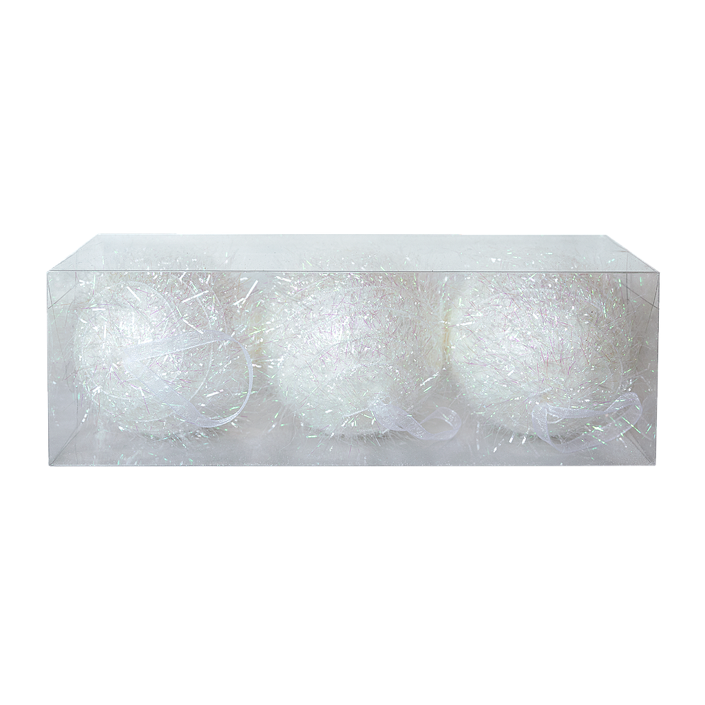 XMAS - Set of 3 Xmas ball ornaments diam.8 - White
