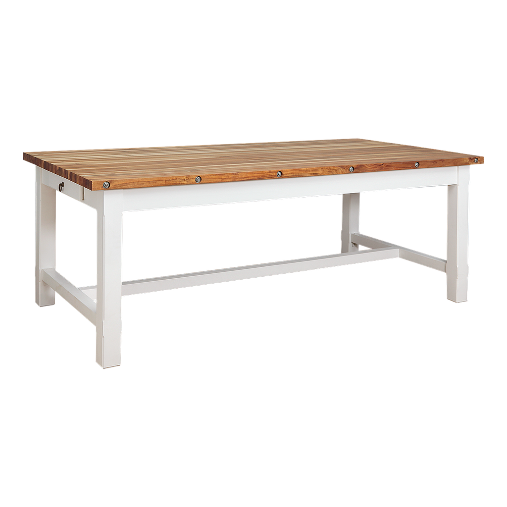 TIKO - Dining table L200 x W96 - Brushed white and Natural acacia