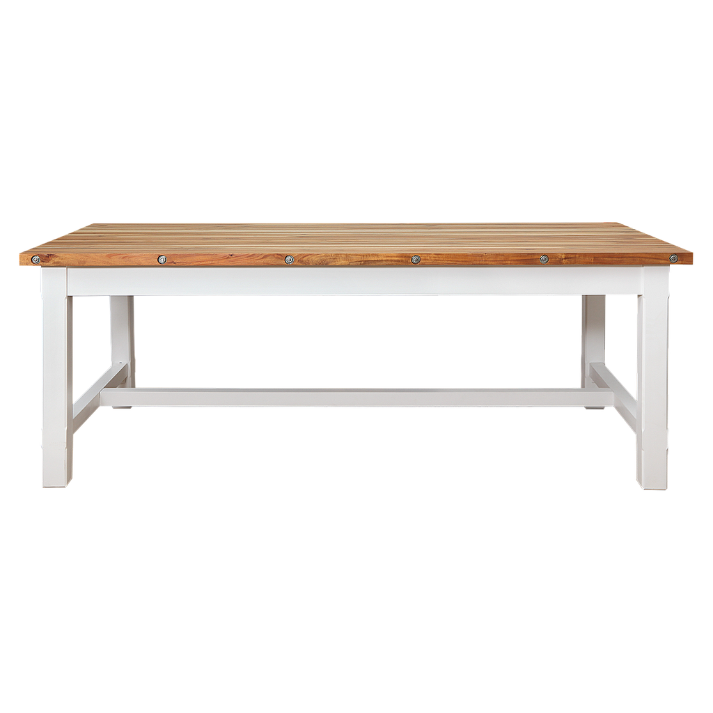 TIKO - Dining table L200 x W96 - Brushed white and Natural acacia