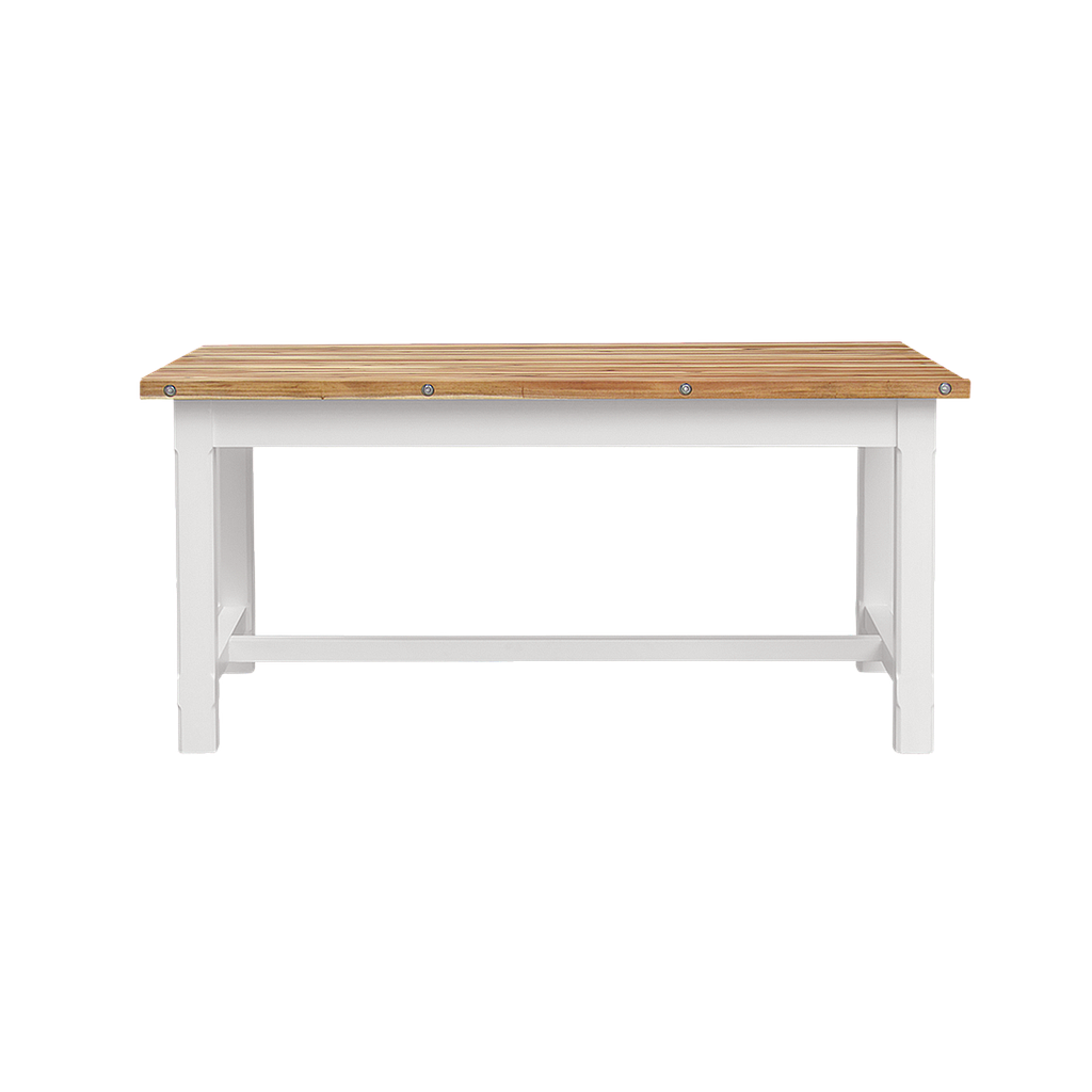 TIKO - Dining table L160 x W90 - Brushed white and Natural acacia