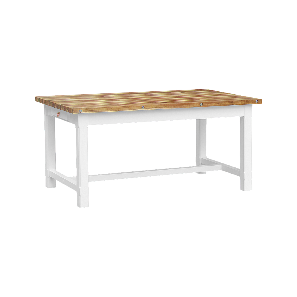TIKO - Dining table L160 x W90 - Brushed white and Natural acacia