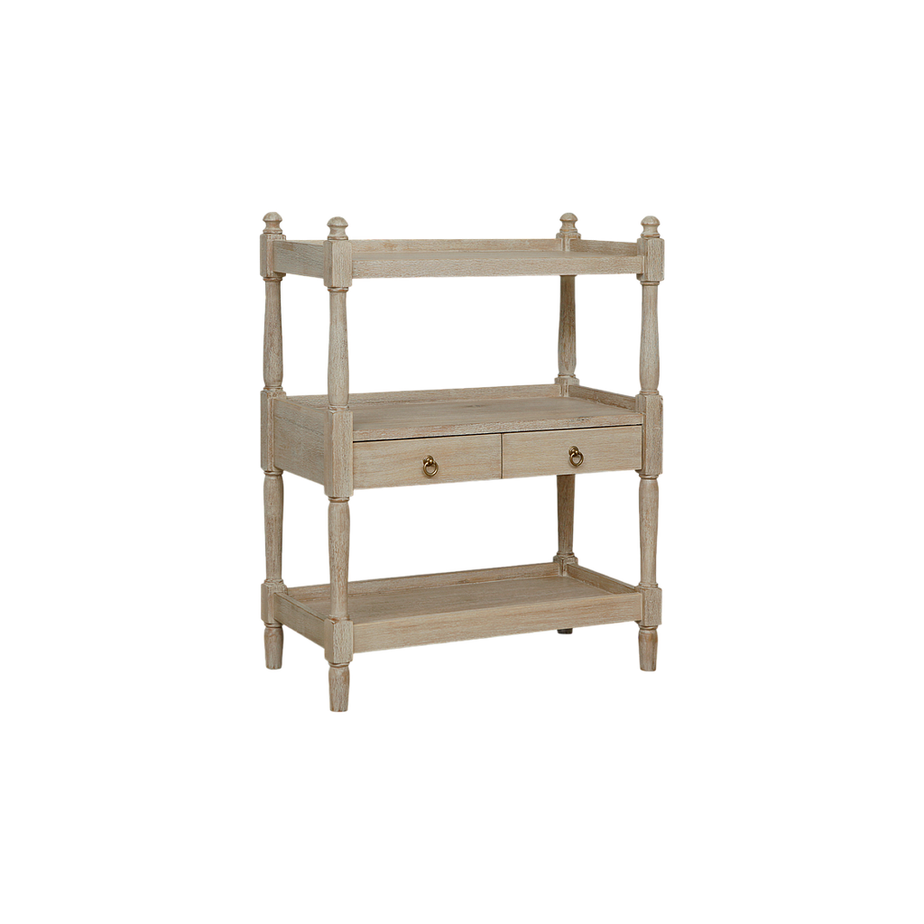 BRIANA - Kitchen storage shelf L80 - Whitened acacia