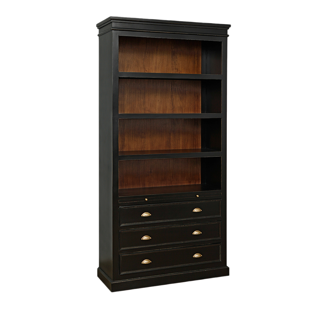 CALANQUE - Bookcase L103 x H210 - Brocante black and Washed antic
