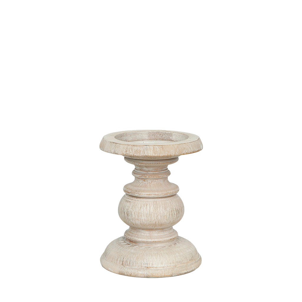 RUTH - Wooden candlestick H15 - Whitened acacia