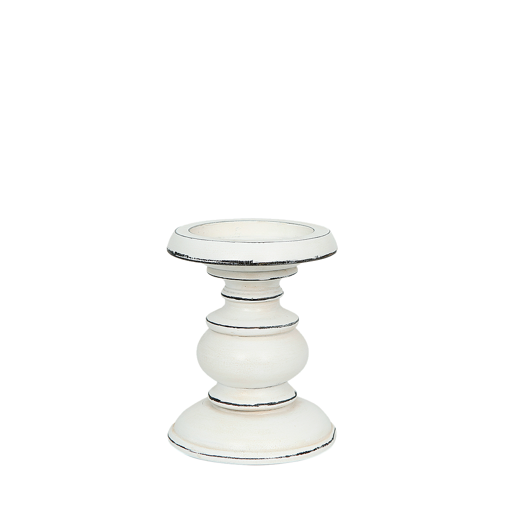 RUTH - Wooden candlestick H15 - Aged white