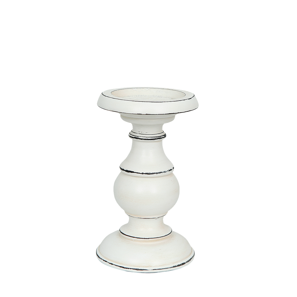 RUTH - Wooden candlestick H20 - Aged white