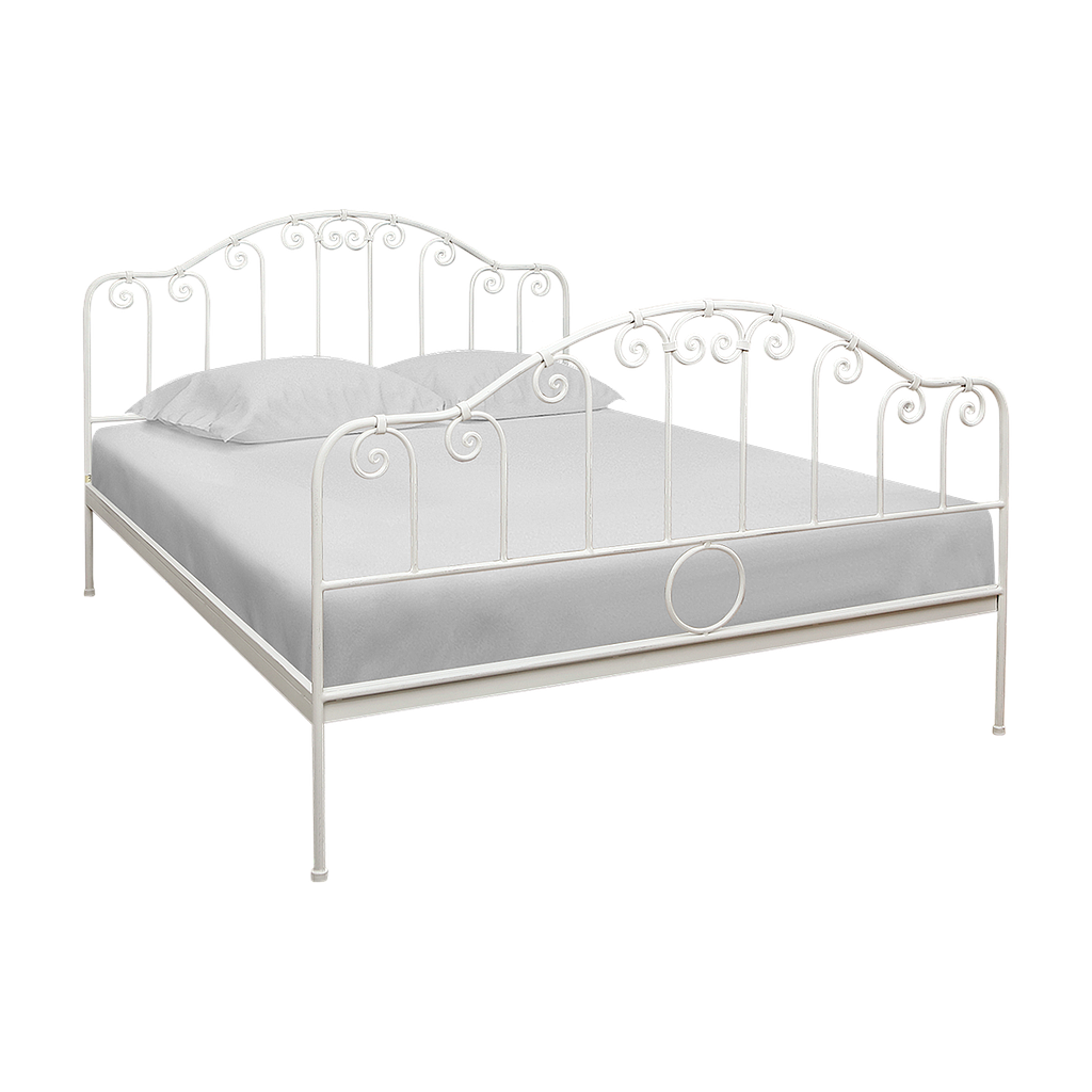 CASSIDY - Wrought iron queen size bed 160x200 - Patina white