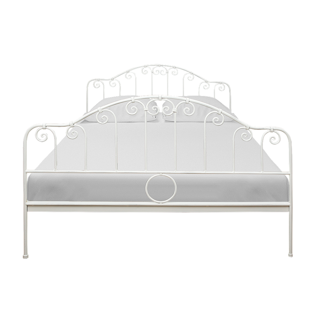 CASSIDY - Wrought iron queen size bed 160x200 - Patina white