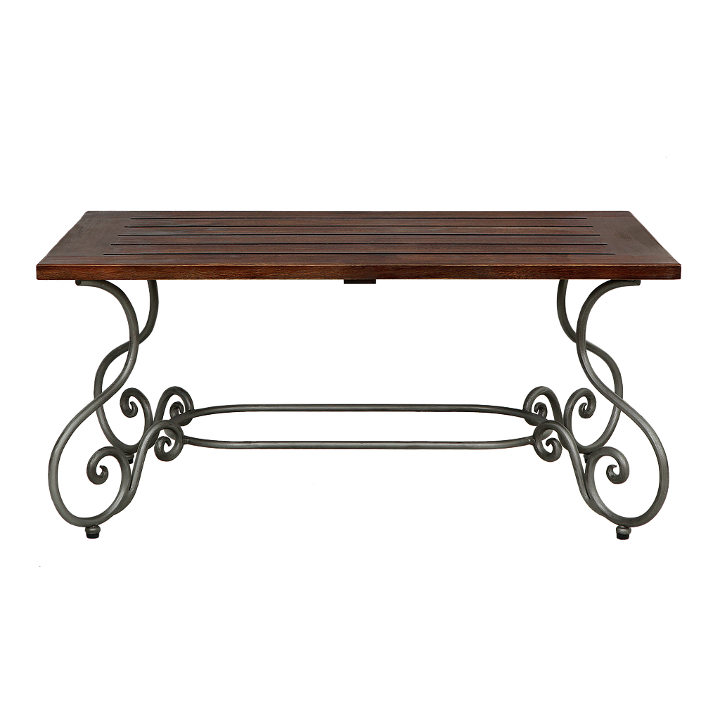 THYRA - Patio coffee table L100 x W60 - Vintage silver and Dark aged