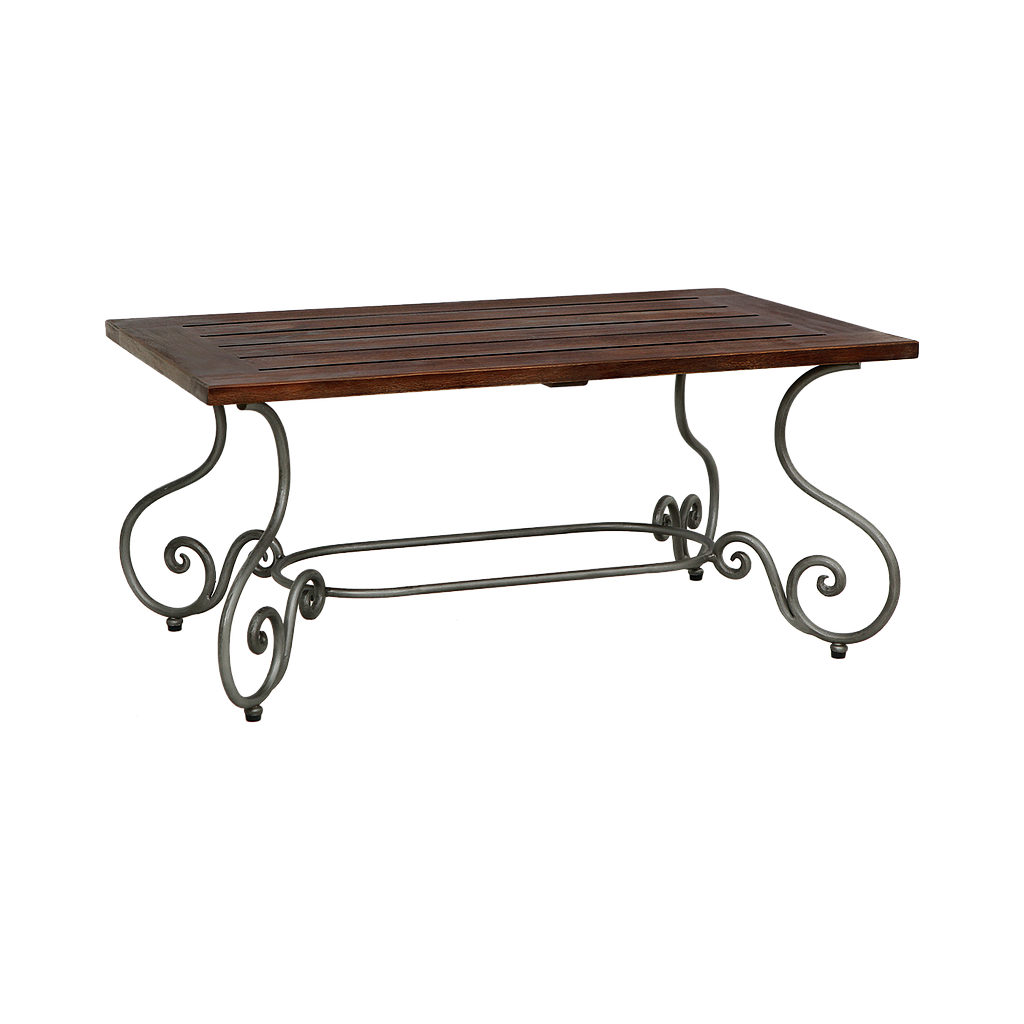 THYRA - Patio coffee table L100 x W60 - Vintage silver and Dark aged