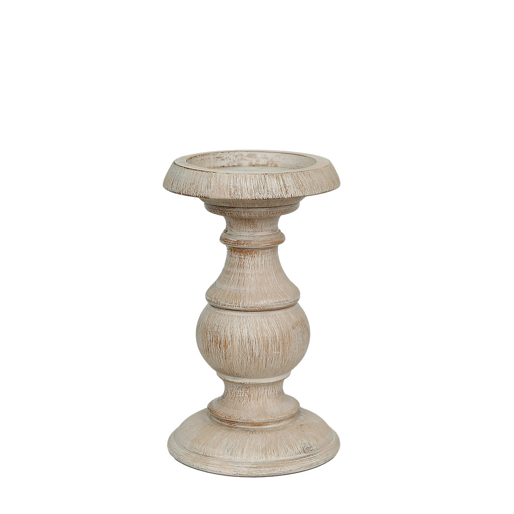 RUTH - Wooden candlestick H20 - Whitened acacia