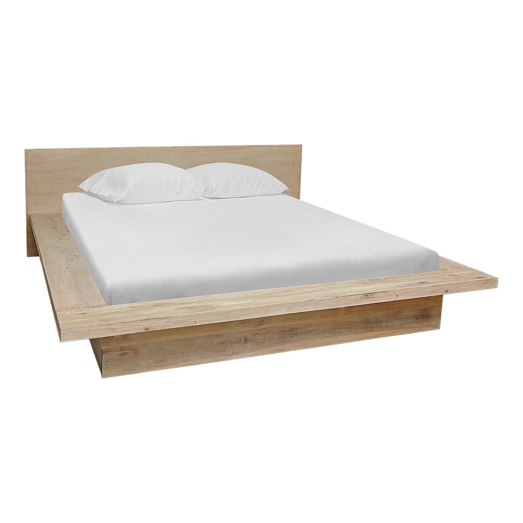 FUJI - Queen size bed 160x200 - Whitened acacia