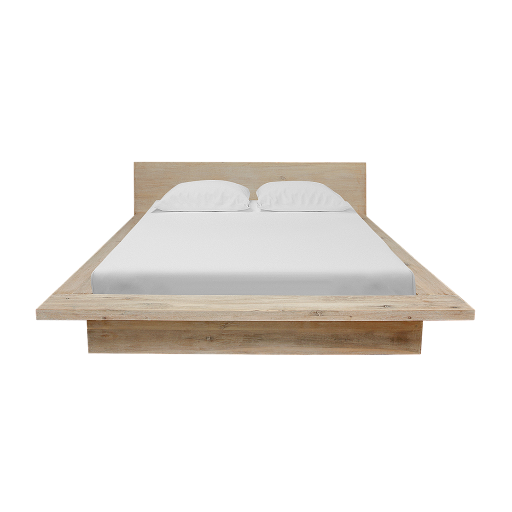 FUJI - Queen size bed 160x200 - Whitened acacia