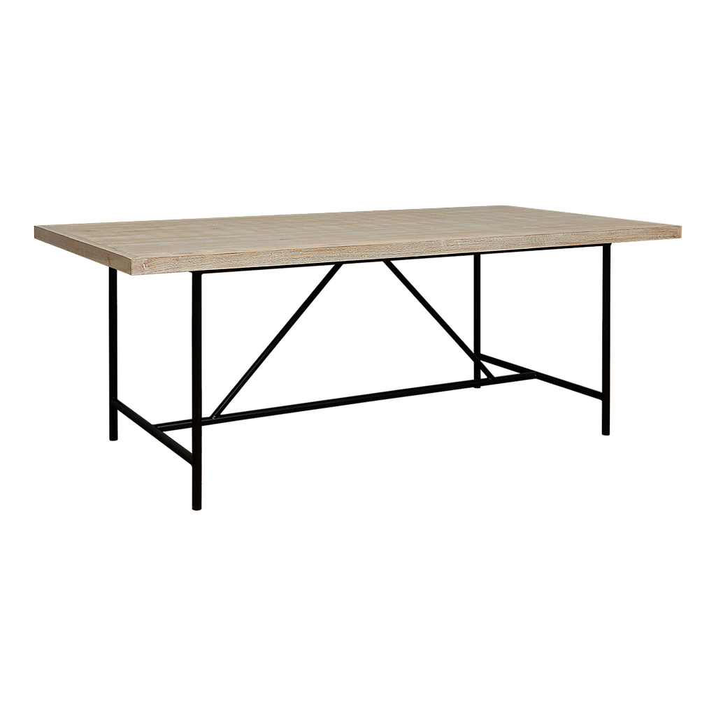 KAYDEN - Dining table L200 x W100 - Patina black and Whitened acacia
