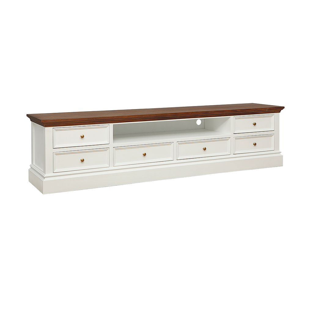 AIX - TV stand L200 - Brushed white and Washed antic