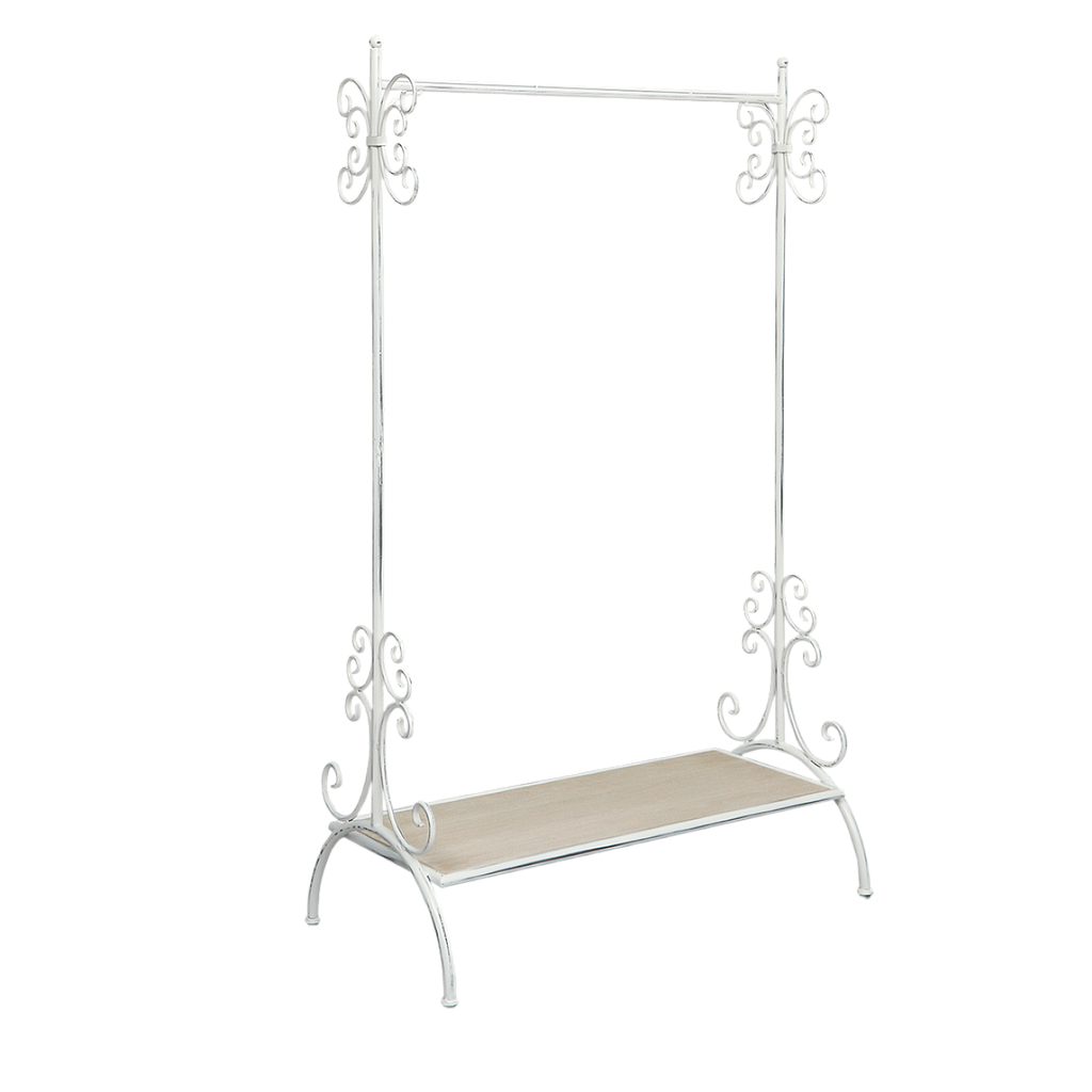 RIKKE - Clothes rail L100 - Patina white and Whitened acacia