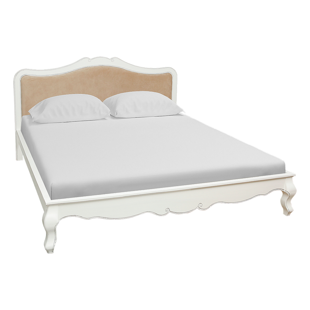 FLORIE - King size bed 180x200 - Brocante white and Light brown