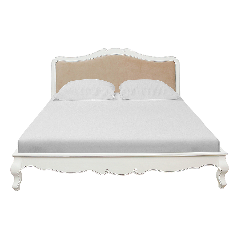 FLORIE - King size bed 180x200 - Brocante white and Light brown