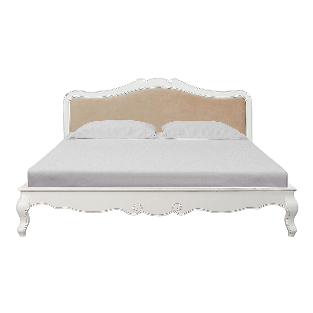 FLORIE - King size bed 180x200 - Brocante white and Light brown