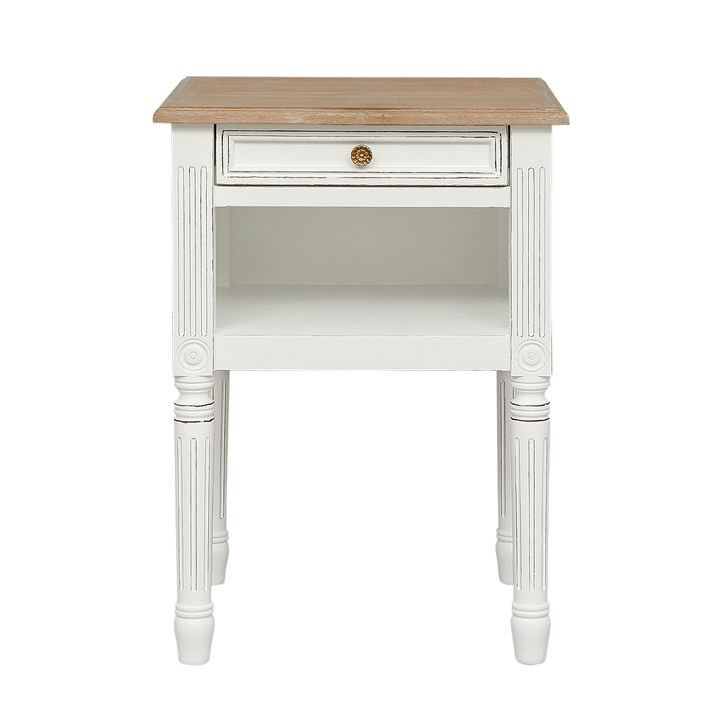 ORLEANS - Bedside table H70 - Brocante white and Toffee