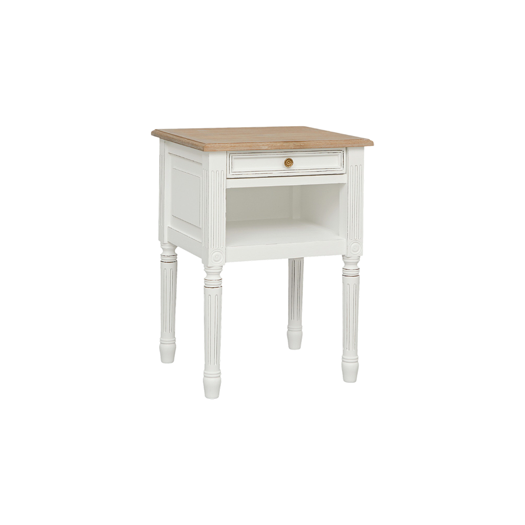 ORLEANS - Bedside table H70 - Brocante white and Toffee