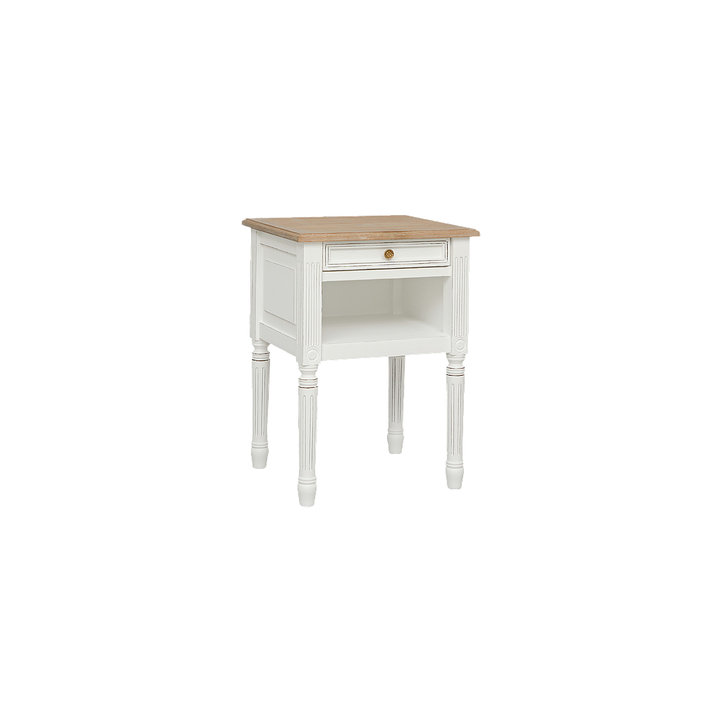 ORLEANS - Bedside table H70 - Brocante white and Toffee