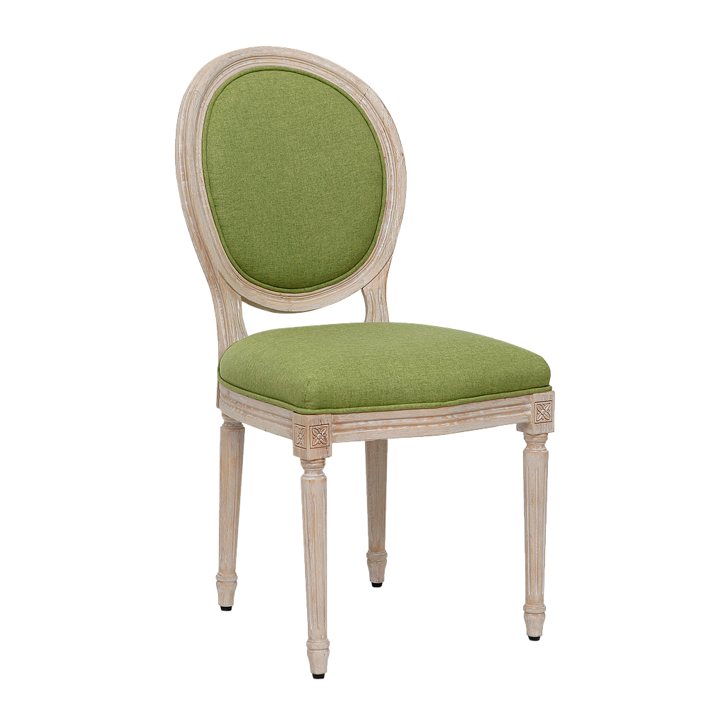 ORLEANS - Dining chair - Whitened acacia and Olive green cover