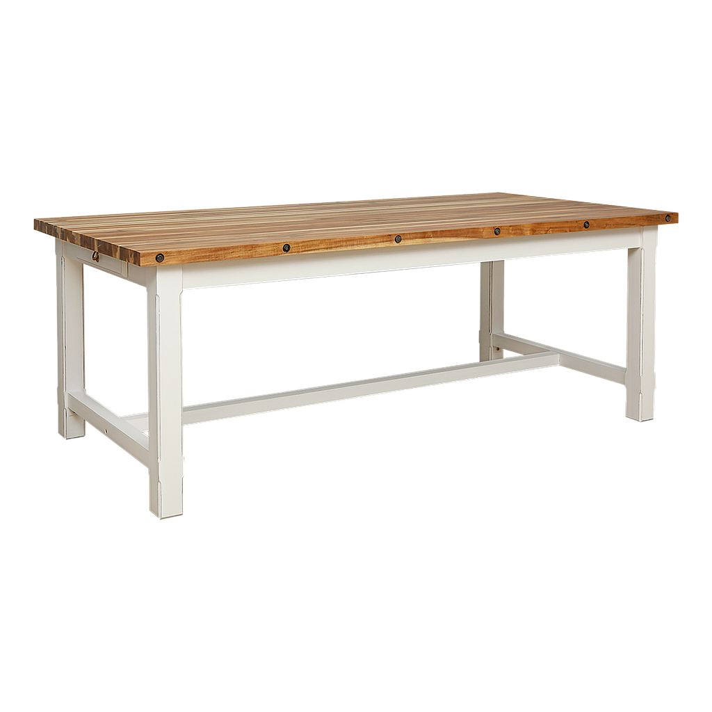 TIKO - Dining table L200 x W96 - Brocante white and Natural acacia