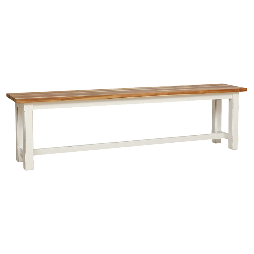 TIKO - Bench L165 - Brocante white and Natural acacia