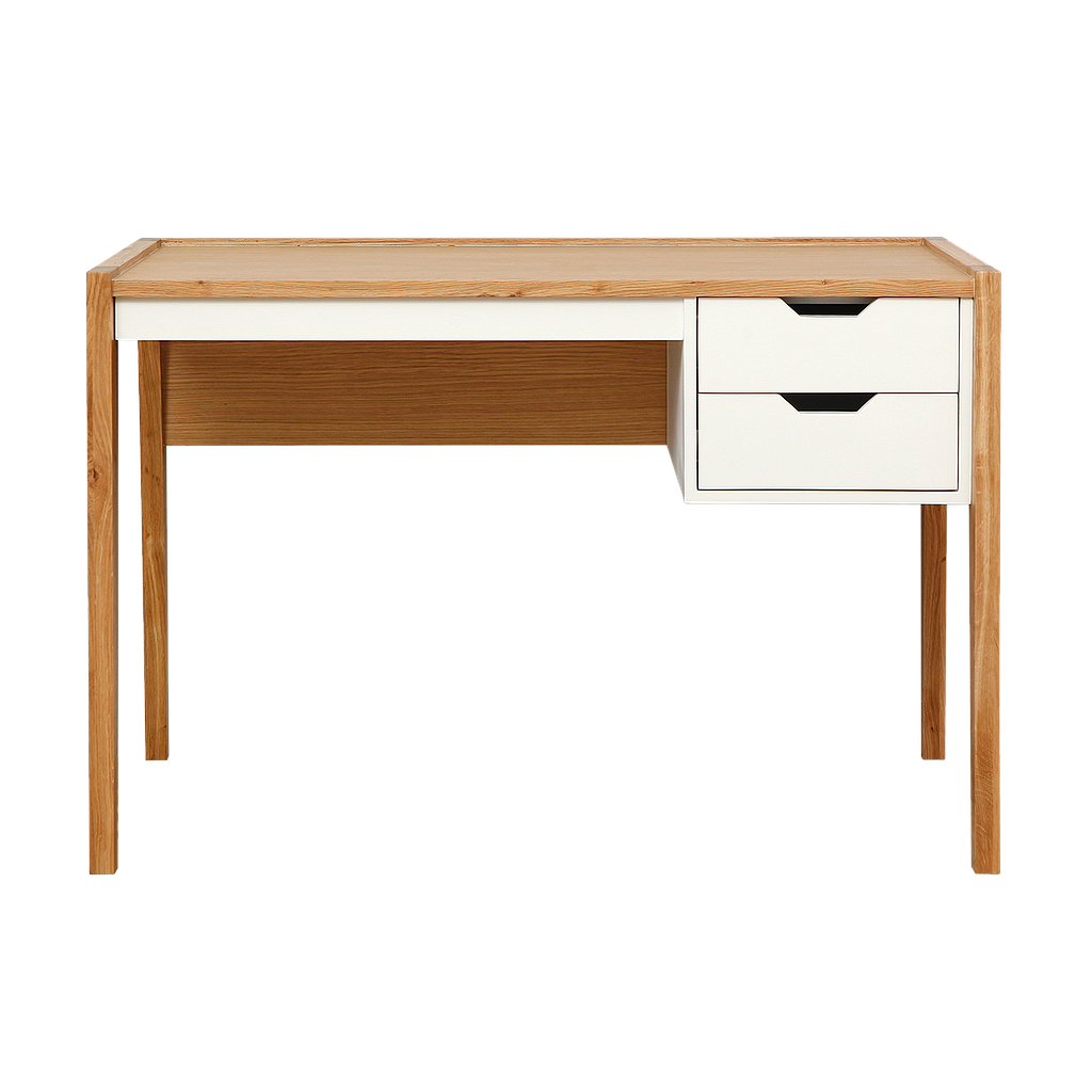 DONAN - Desk L110 - Natual oak and white lacquer
