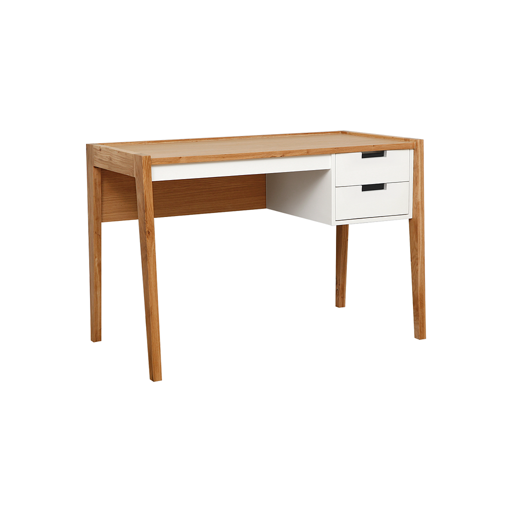 DONAN - Desk L110 - Natual oak and white lacquer