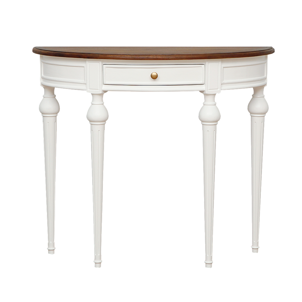 NEEDLE - Console table L85 - Brushed white and Washed antic