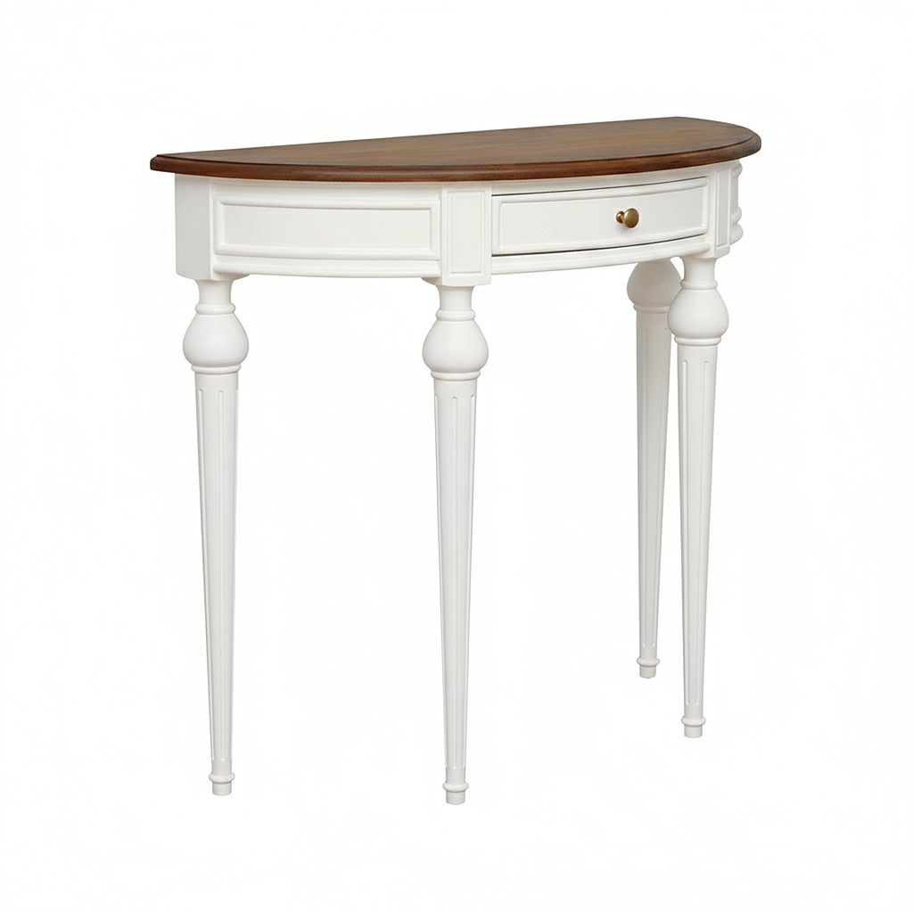 NEEDLE - Console table L85 - Brushed white and Washed antic
