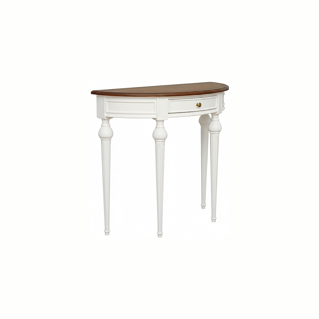 NEEDLE - Console table L85 - Brushed white and Washed antic