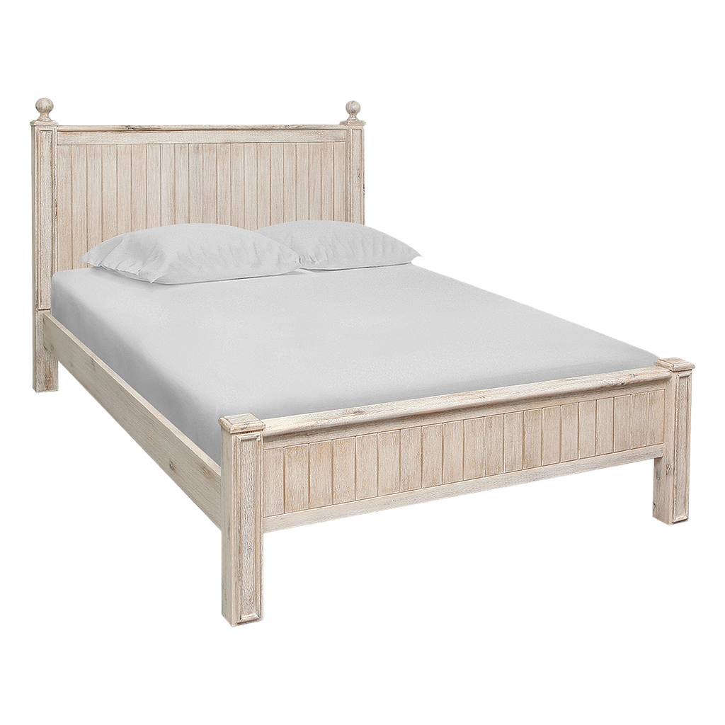 ALES - Double size bed 140x200 - Whitened acacia