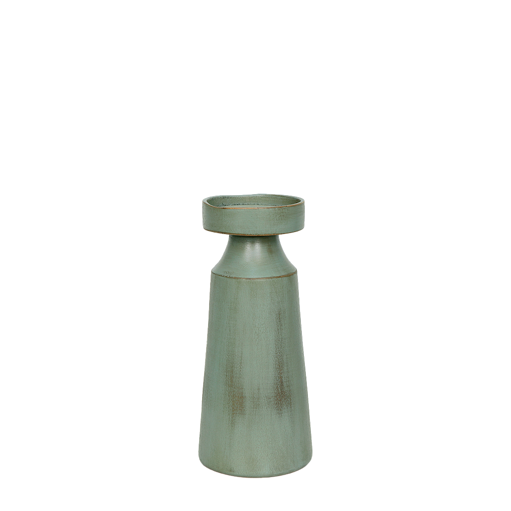 HEIMER - Wooden candlestick H25 - Aged mint