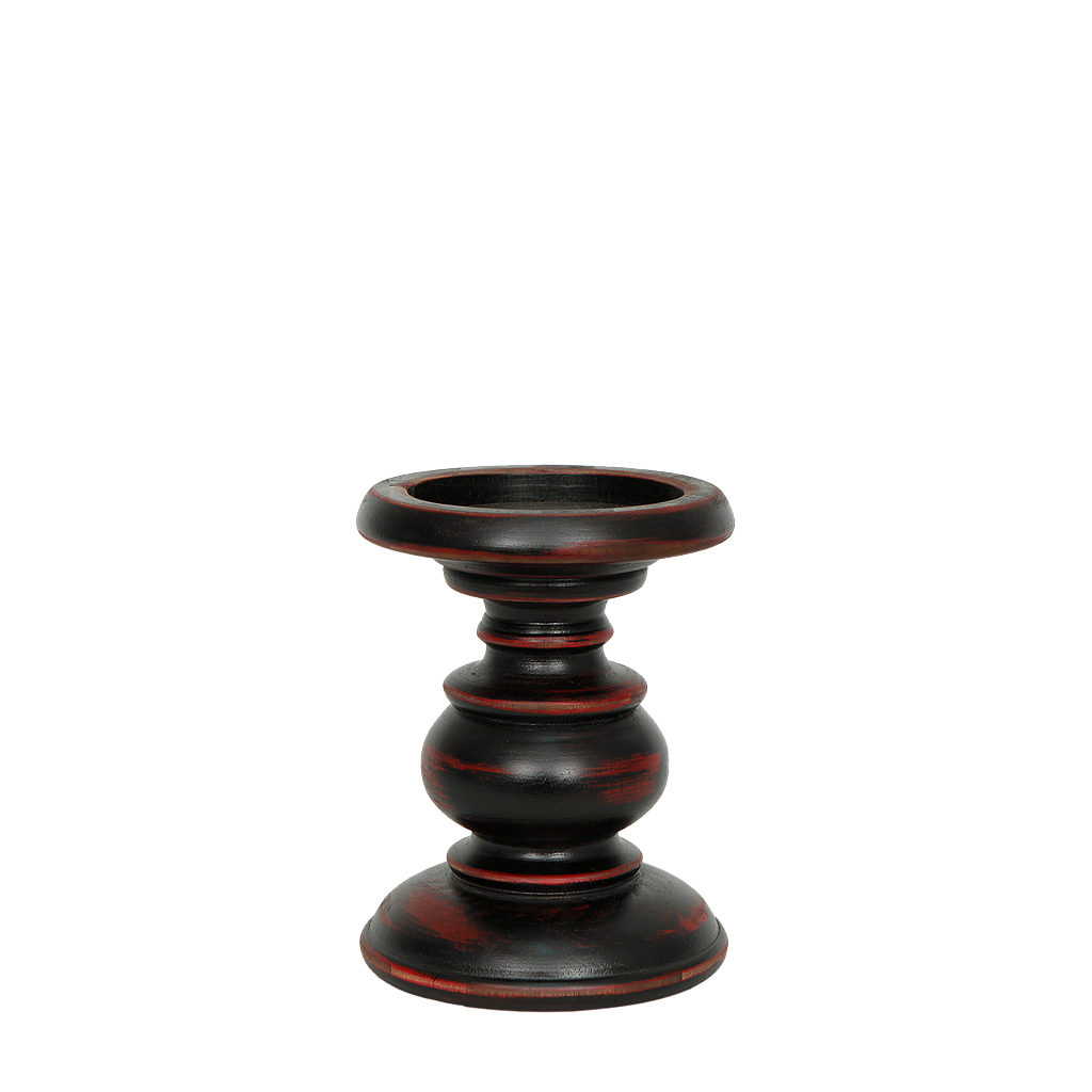 RUTH - Wooden candlestick H15 - Shabby black