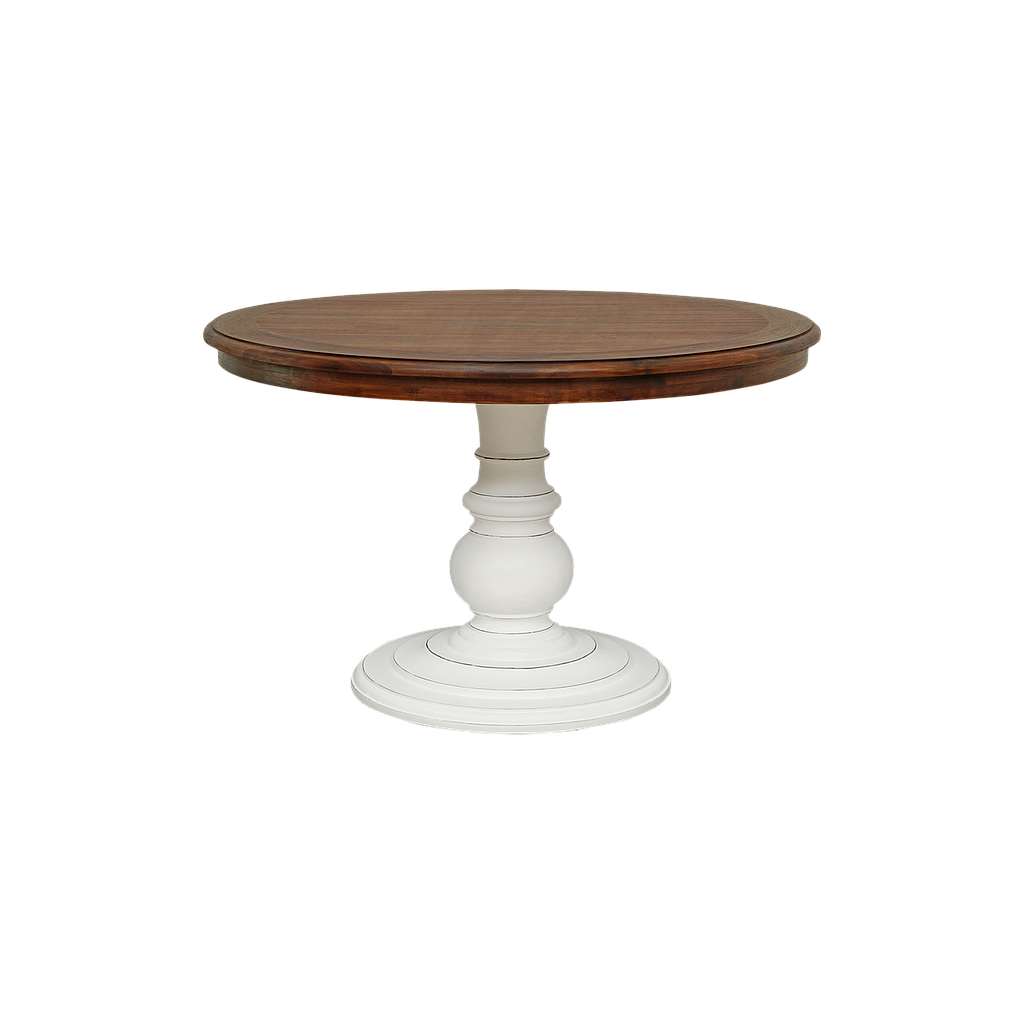 ALISSON - Dining table Diam.120 - Brocante white and Washed antic