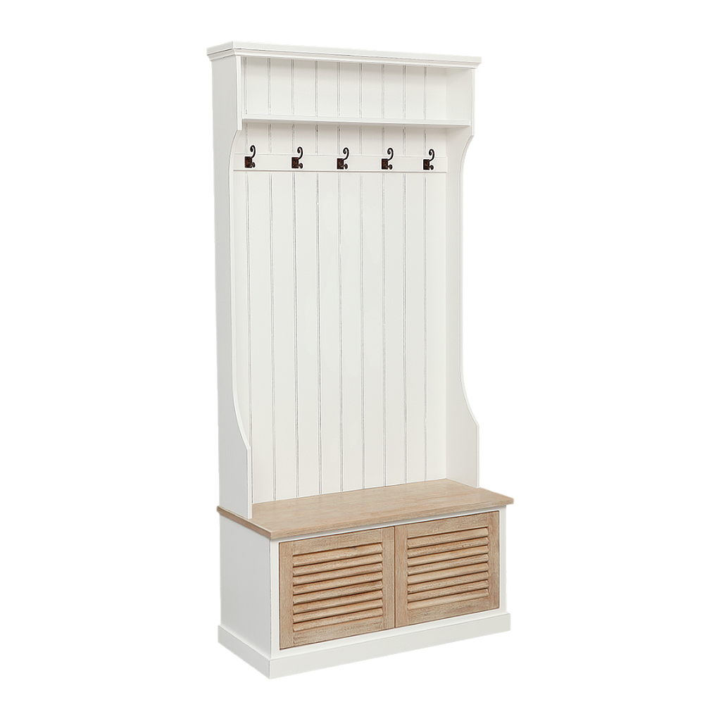 VICTORINE - Hall tree L90 x H190 - Brocante white and Toffee