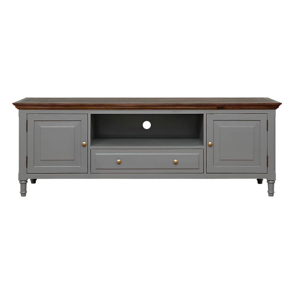 RIKKE - TV stand L160 - Brocante pearl grey and Mokka