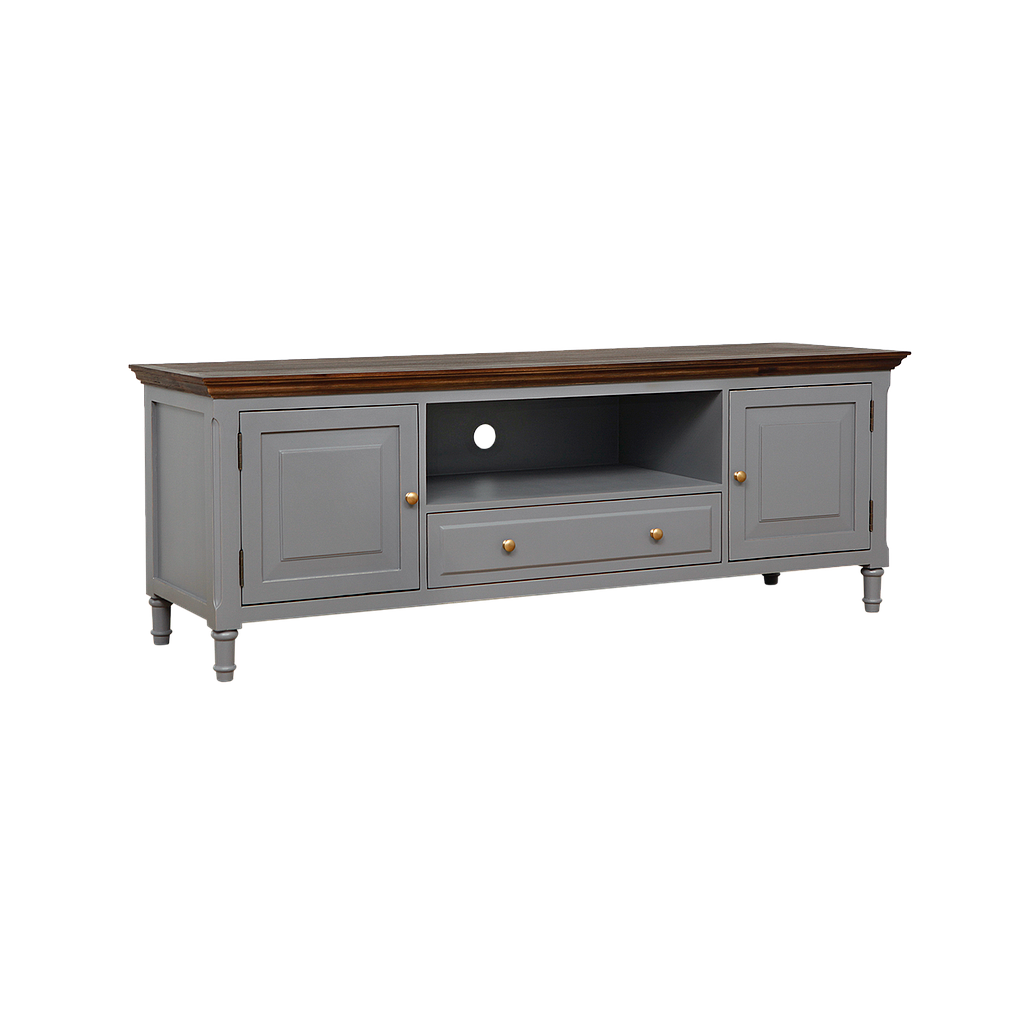 RIKKE - TV stand L160 - Brocante pearl grey and Mokka