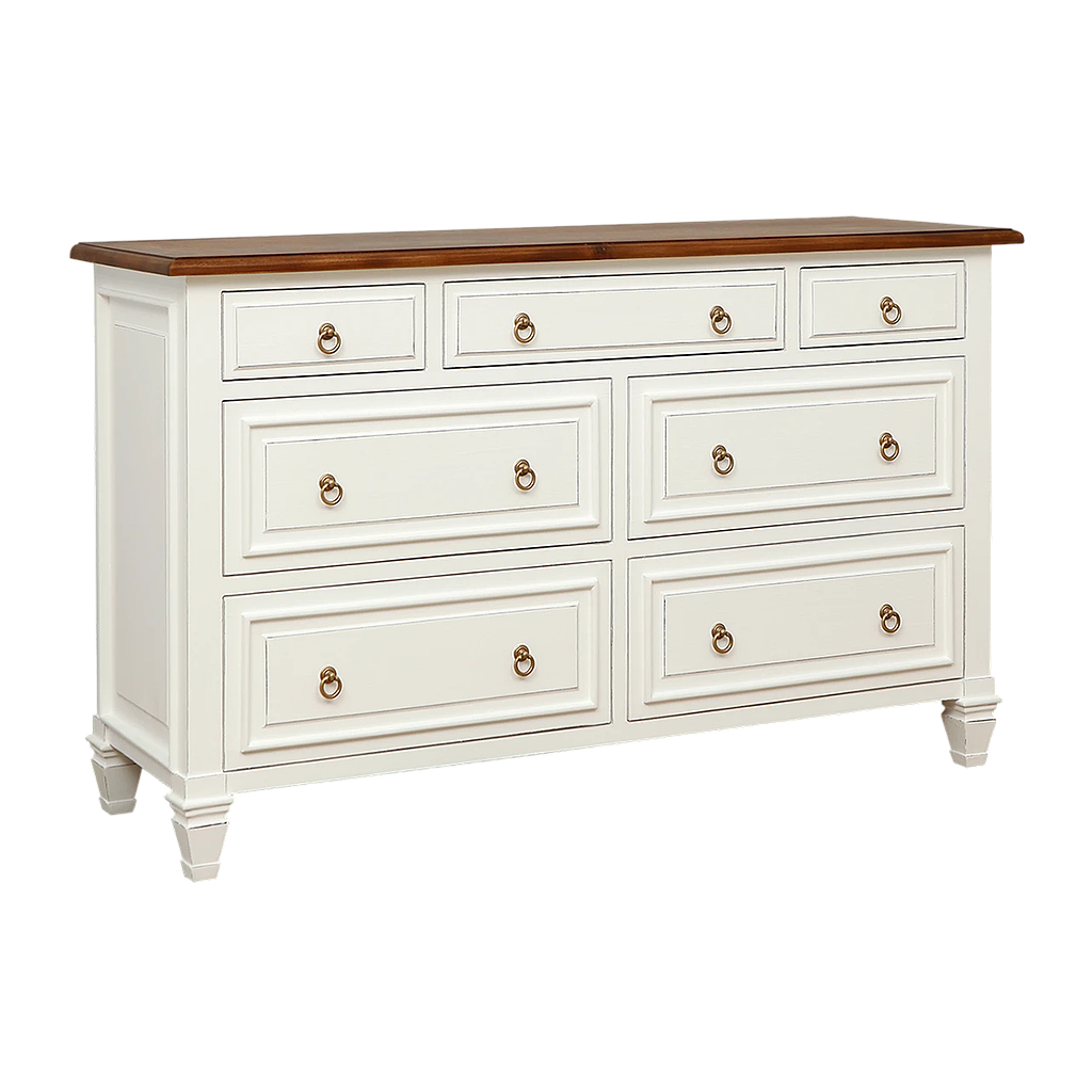 EDYN - Chest of drawers L140 x H85 - Brocante white and Washed antic