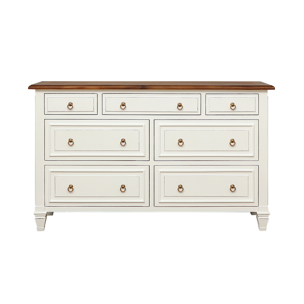 EDYN - Chest of drawers L140 x H85 - Brocante white and Washed antic